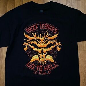 WWE Brock Lesnar Black and Orange Graphic Tee